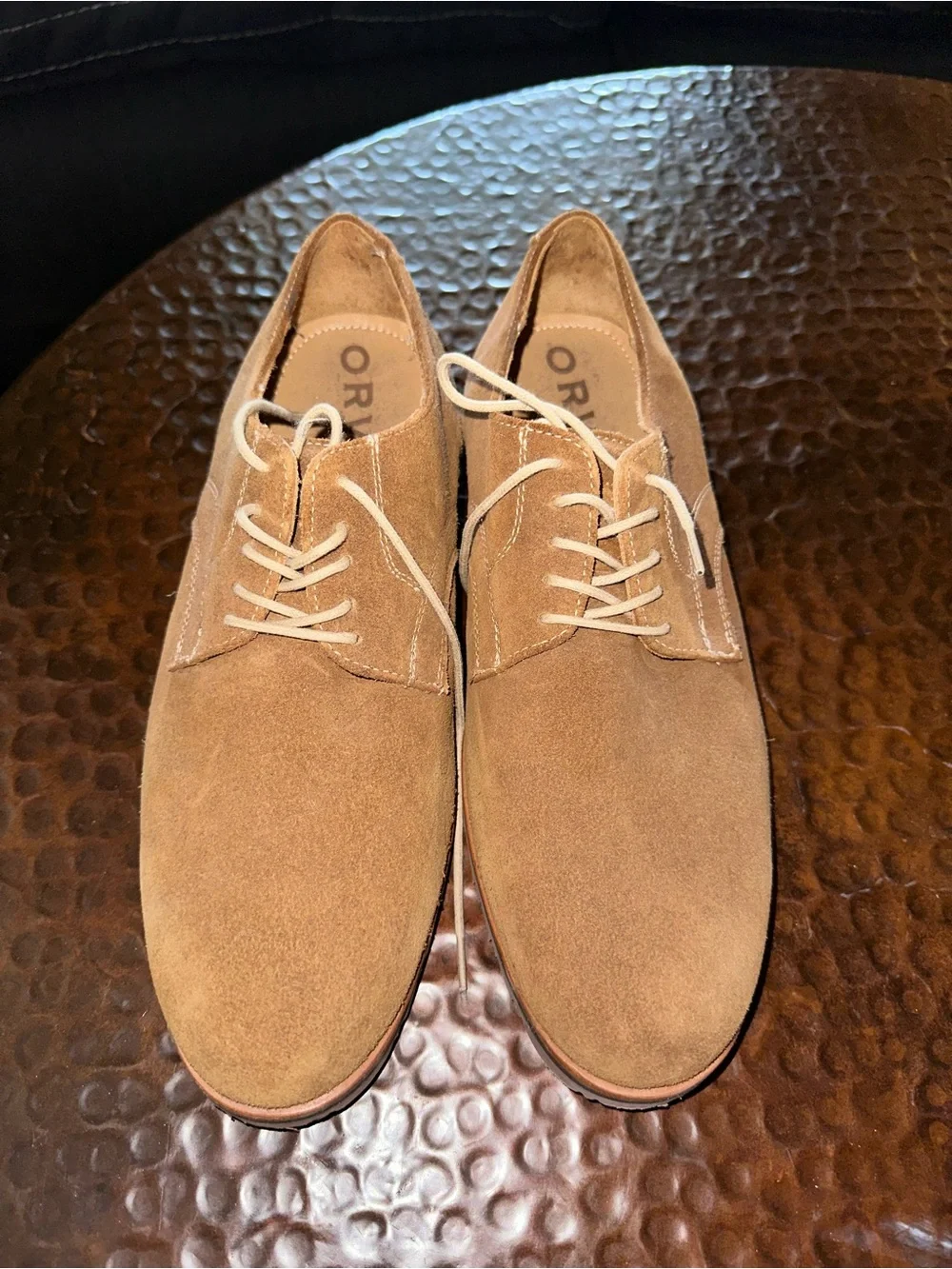 Men's Orvis Tan Suede Derby Shoes - Classic Lace-Up